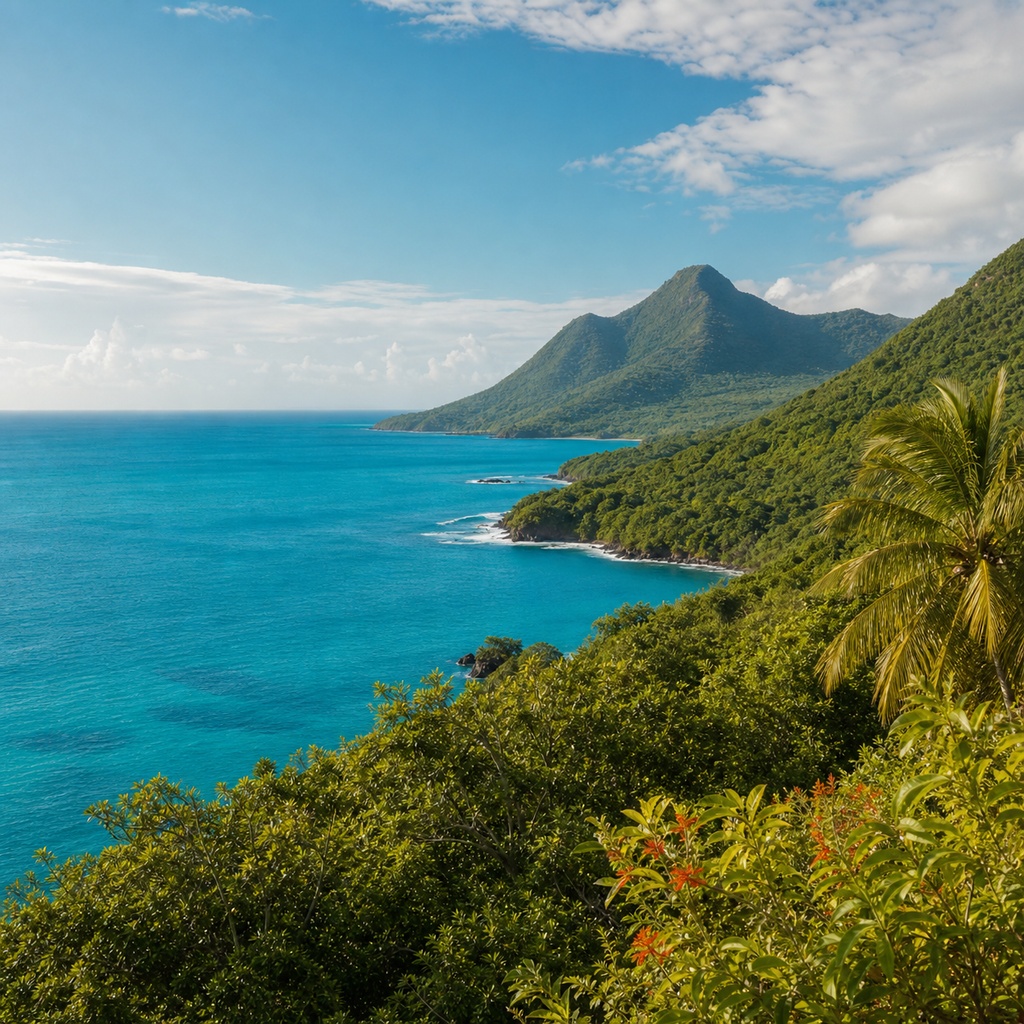 Paysage côtier tropical de Guadeloupe